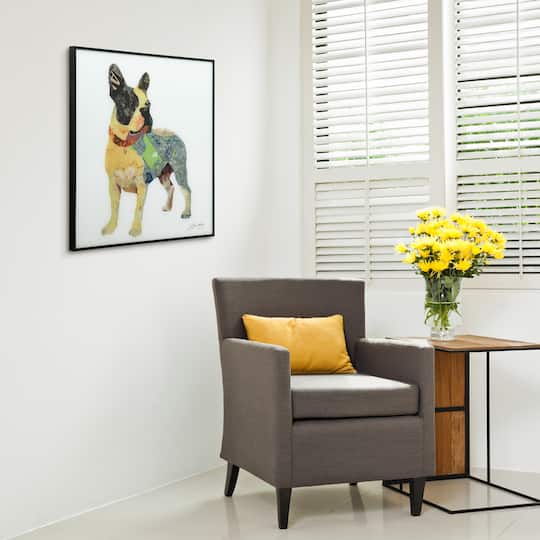 Empire Art Direct 24" x 24" Boston Terrier Reverse Printed Glass Encased Framed Wall Art